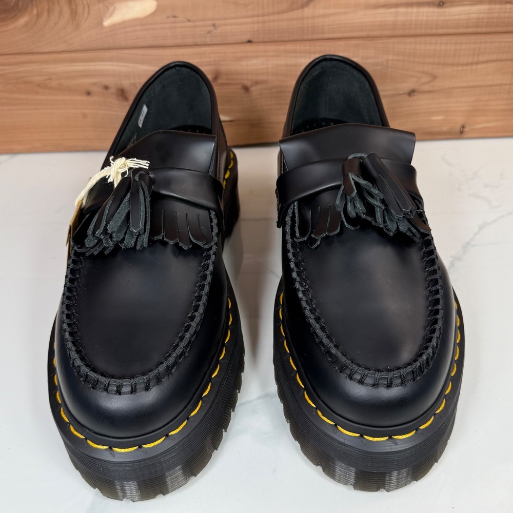 Dr Martens Women's Adrian Quad Black Leather Platform‎ Loafer Shoes size 9 - Picture 9 of 16